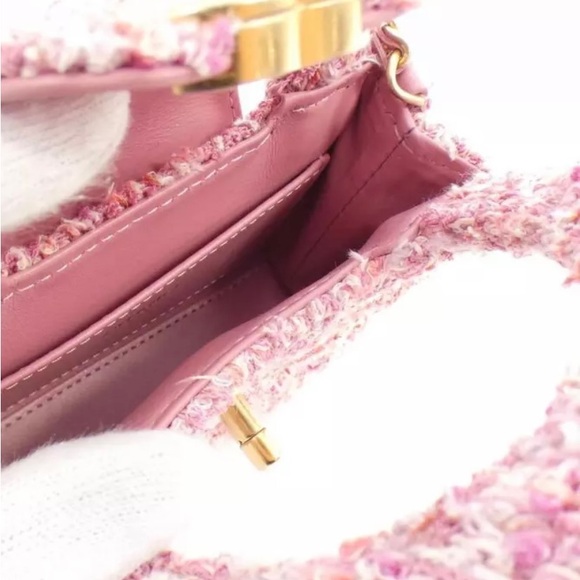 NEW Chanel Kelly Pink Tweed Top Handle Nano Mini Shopper Bag 23K Collection - Picture 6 of 7